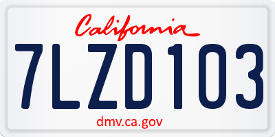 CA license plate 7LZD103