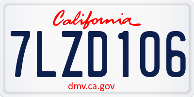 CA license plate 7LZD106