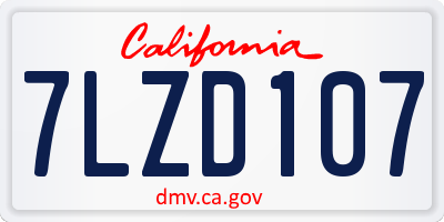 CA license plate 7LZD107