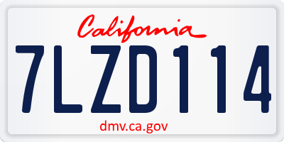 CA license plate 7LZD114