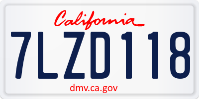 CA license plate 7LZD118