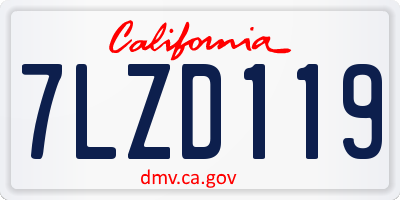 CA license plate 7LZD119