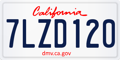 CA license plate 7LZD120