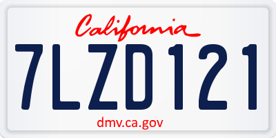 CA license plate 7LZD121