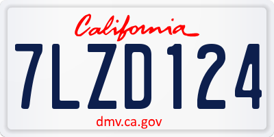 CA license plate 7LZD124