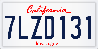 CA license plate 7LZD131