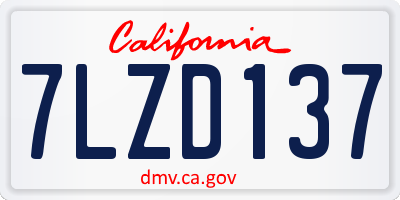 CA license plate 7LZD137