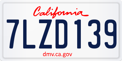CA license plate 7LZD139