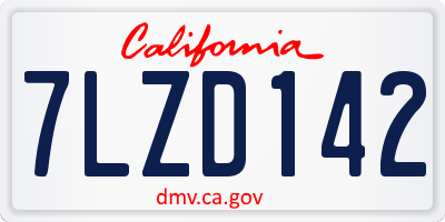 CA license plate 7LZD142
