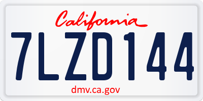 CA license plate 7LZD144