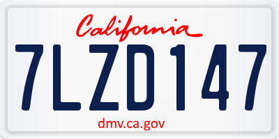 CA license plate 7LZD147