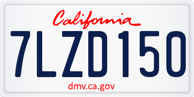 CA license plate 7LZD150