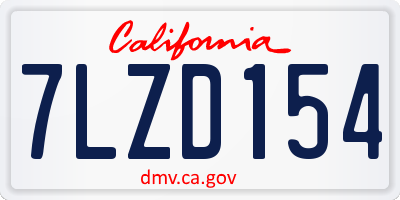 CA license plate 7LZD154