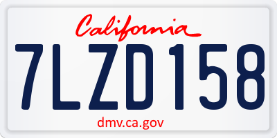 CA license plate 7LZD158