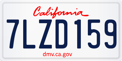 CA license plate 7LZD159
