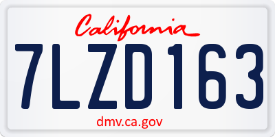 CA license plate 7LZD163