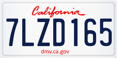 CA license plate 7LZD165