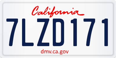 CA license plate 7LZD171