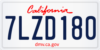 CA license plate 7LZD180