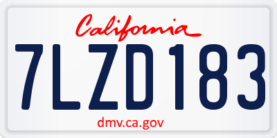 CA license plate 7LZD183