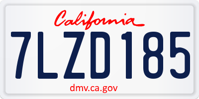 CA license plate 7LZD185