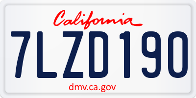 CA license plate 7LZD190
