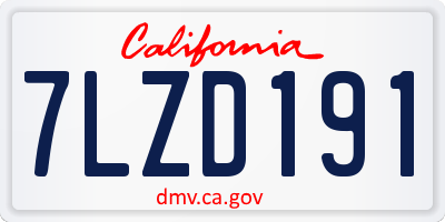 CA license plate 7LZD191