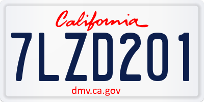 CA license plate 7LZD201
