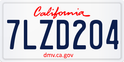 CA license plate 7LZD204