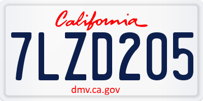 CA license plate 7LZD205