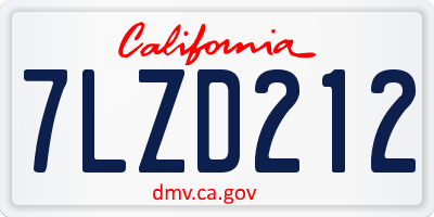 CA license plate 7LZD212