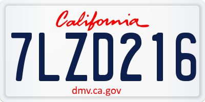 CA license plate 7LZD216