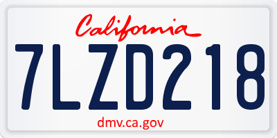 CA license plate 7LZD218