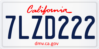CA license plate 7LZD222