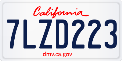 CA license plate 7LZD223