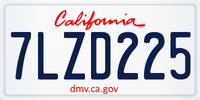 CA license plate 7LZD225