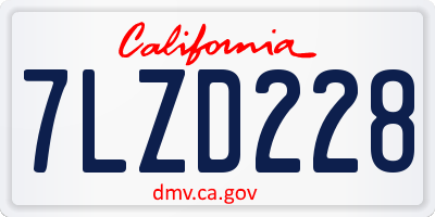 CA license plate 7LZD228