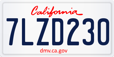 CA license plate 7LZD230
