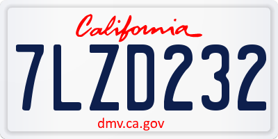 CA license plate 7LZD232