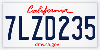CA license plate 7LZD235