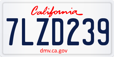 CA license plate 7LZD239