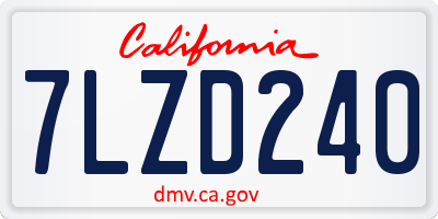 CA license plate 7LZD240