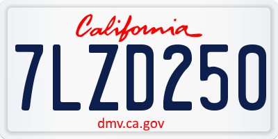 CA license plate 7LZD250