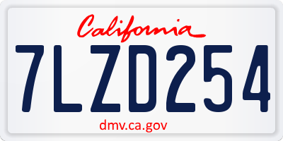 CA license plate 7LZD254