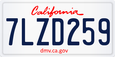CA license plate 7LZD259