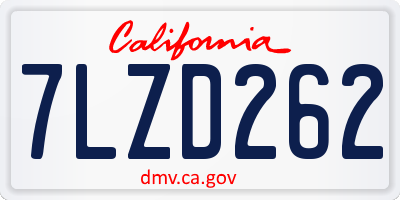 CA license plate 7LZD262
