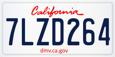 CA license plate 7LZD264