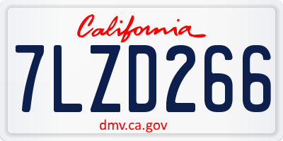 CA license plate 7LZD266