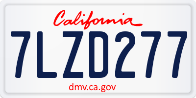 CA license plate 7LZD277