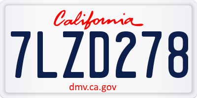 CA license plate 7LZD278